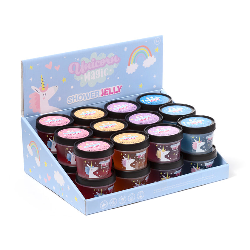 Gel de ducha Unicorn Magic Gelatina de Baño con fragancias de Fresa, Naranja, Algodón de Azúcar y Frutas Variadas